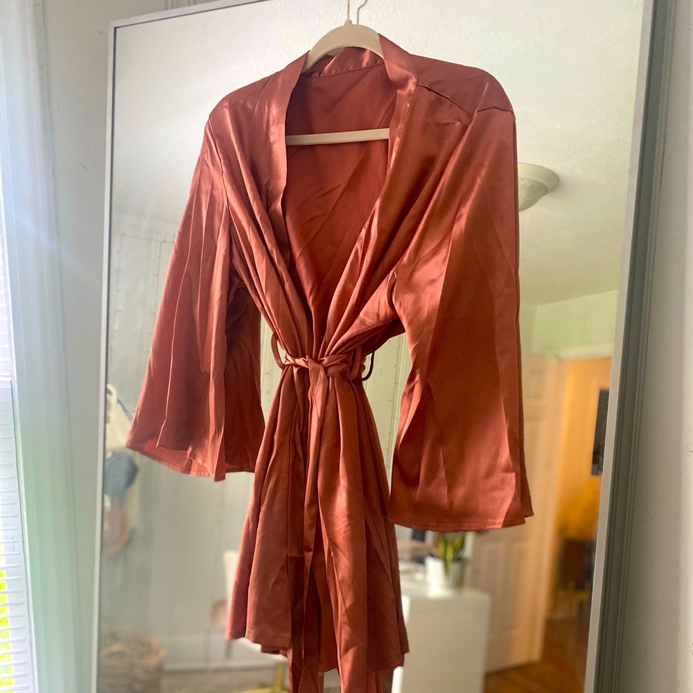 Rust satin robe